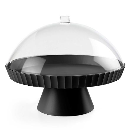 Cake stand with cover and spatula, carbon - AGORA - BLIM PLUS