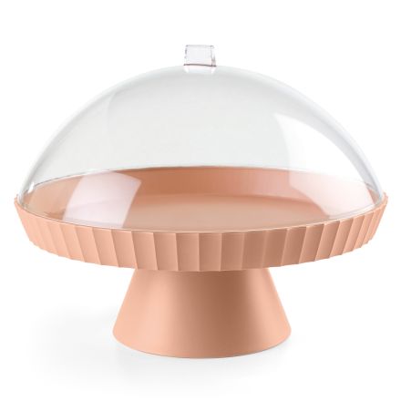 Cake stand with cover and spatula, apricot - AGORA - BLIM PLUS