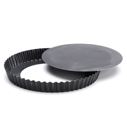 Fluted pie pan, heavy, blue steel, ? 24 cm with removable bottom DE BUYER 