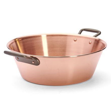 Copper conical jam pan with cast-iron handles, ? 38 cm, 1 mm thickness DE BUYER 
