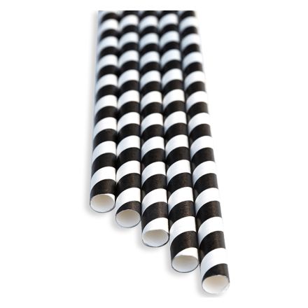 Straws 8x210 mm ( 100 pcs set ), black stripes BAREQ