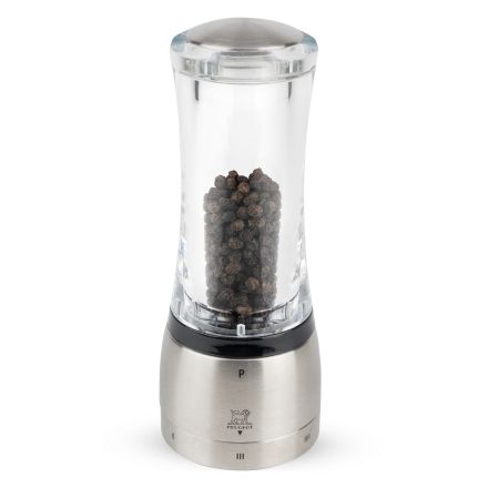 Pepper mill Daman u'Select, 16 cm height, stainless steel / acrylic finish PEUGEOT 