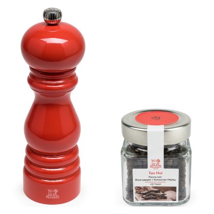 Pepper mill set 18 cm red and Tan Hoi pepper 70 g PARIS - PEUGEOT