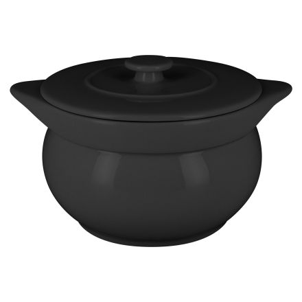 Round Cream soup bowl with a  lid Volcano 115 cl, dia. 15 cm Chef's Fusion line RAK PORCELAIN 