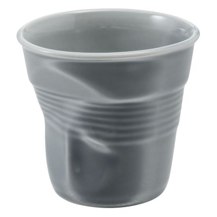 Designed espresso cup in porcelain, grey color Espresso Crumple Tumbler line REVOL 