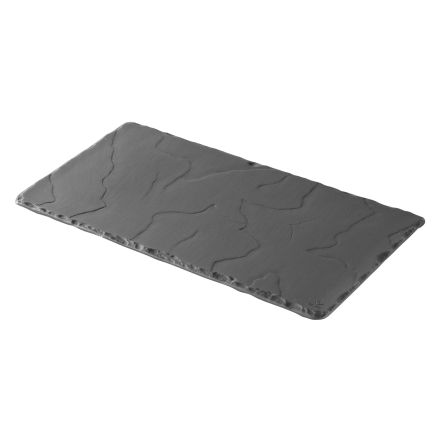 Rectangular ceramic plate with slate effect, matt slate style color Basalt Rectangular Plate line REVOL 