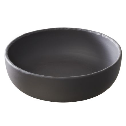 Individual slate-effect ceramic salad bowl, matt slate style color Basalt Coupe Plate line REVOL 