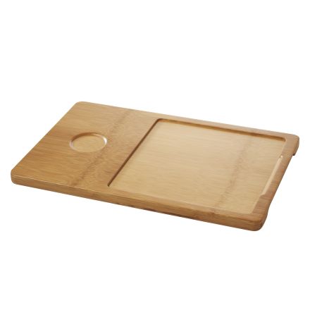 Tray for square 20 cm plate + 25 cl basalt bowl, 37 x 24 x 1.7 cm, bamboo color Double-Well Tray For Sq Plate+Bowl line REVOL 