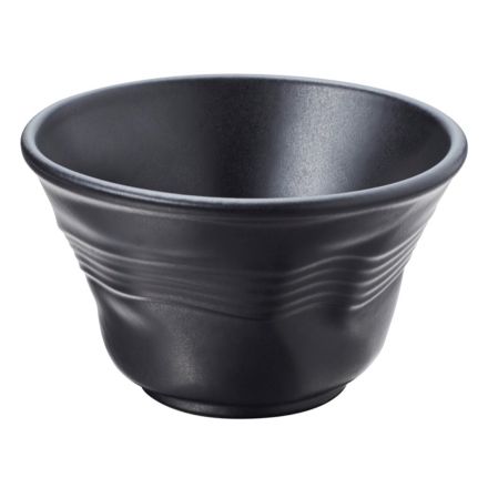 Small deep crumpled bowl in porcelain, satin black color Small Crumple Bowl, Deep line REVOL 