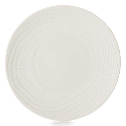 Flat wood-effect porcelain plate, ivory color Arborescence Dinner Plate line REVOL 