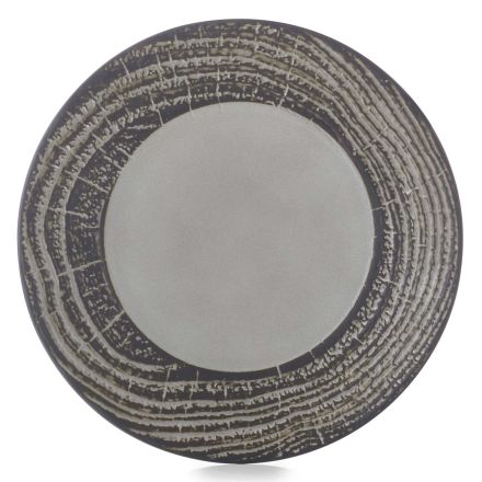 Flat wood-effect porcelain plate, pepper color Arborescence Dinner Plate line REVOL 