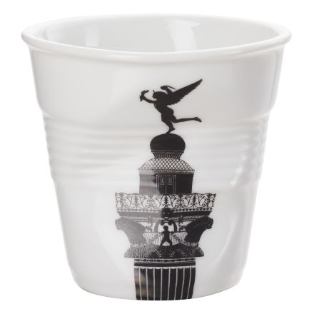 Designed espresso cup in porcelain, white bastille color Espresso Crumple Tumbler line REVOL 