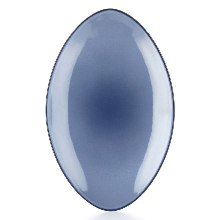 Oval ceramic plate, cirrus blue color Equinoxe Service Plate line REVOL 