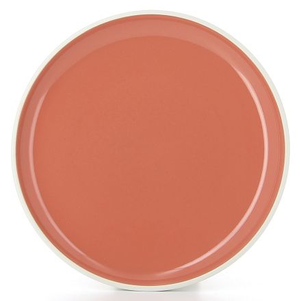 Coloured porcelain flat plate, capucine color Color Lab Dinner Plate line REVOL 