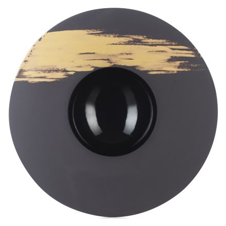 Sphere plate - prestige-, dia. 30.3 cm h. 5 cm - 30 cl, glossy black real gold tempo 1 color Solid Sphere Plate line REVOL 