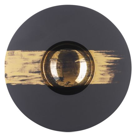 Sphere plate - prestige-, dia. 30.3 cm h. 5 cm - 30 cl, glossy black real gold tempo 2 color Solid Sphere Plate line REVOL 