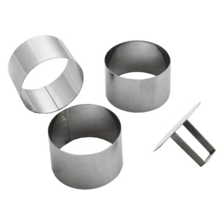 Tart rings with straight edge and pusher, round (3 pcs set)
