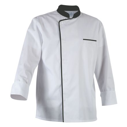 White apron with grey border, long-sleeved L Energy line ROBUR 