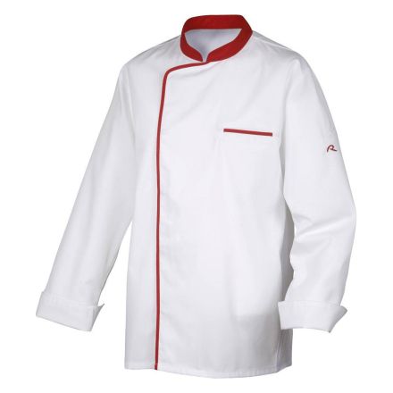 Bluza kucharska biała, czerwona lamówka, długi rękaw rozm. L ENERGY - ROBUR