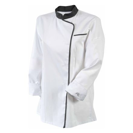 Bluza kucharska biała, szara lamówka, długi rękaw rozm. XL EXPRESSION - ROBUR
