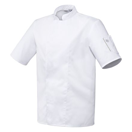White apron, short-sleeved S Nero line ROBUR 
