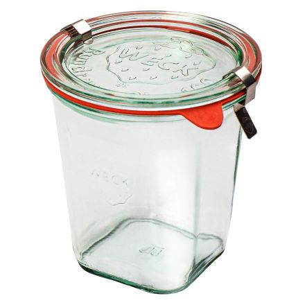Jar QUADRO 545 ml with lid, seal and 2 clasps - pack 6 pcs - WECK